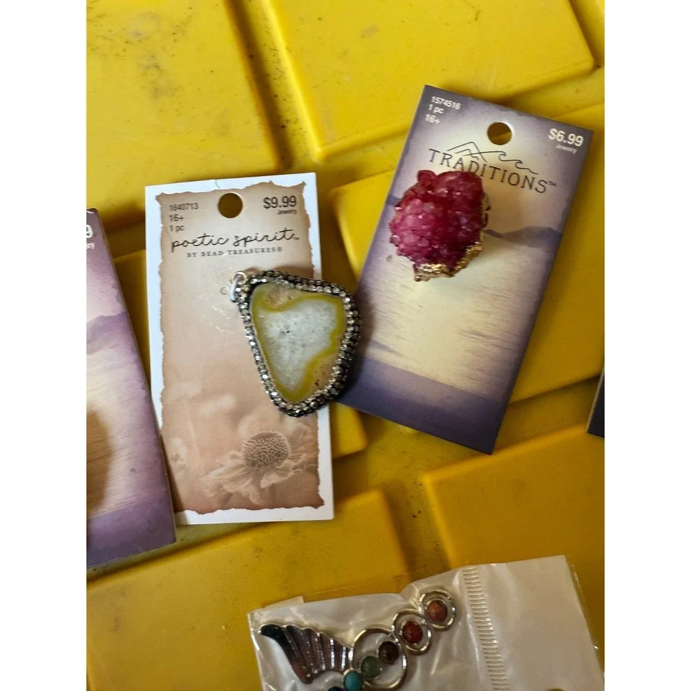 Lot of Gemstone Pendants Traditions & Poetic Spirit‎ Agate Druzy Chakra Jewelry